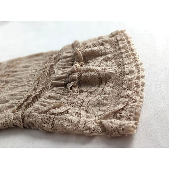 RABBIT RABBIT RABBIT DESIGNS Beige Trumpet Sleeve Lace Shift Dress Cottage Sz 10 - Picture 2 of 6